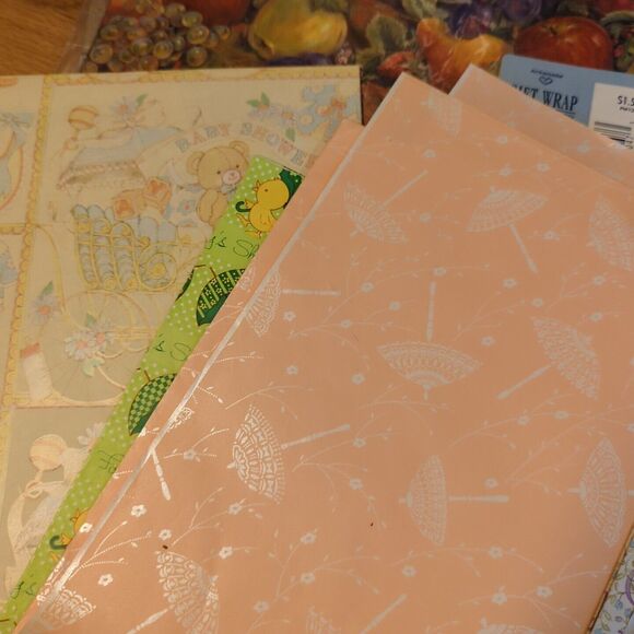 Gift Wrap Sheets Paper Vintage Lot All Occasion Birthday Anniversary Shower - Picture 5 of 6